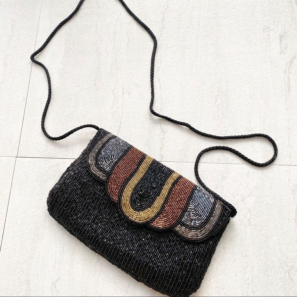 Vintage Beaded Purse With Shoulder Strap